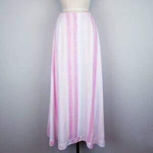 Splendid Pink Sunset Striped Linen A Line Maxi Skirt Ladies Size Medium